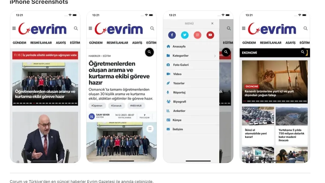 Evrim Gazetesi App Store ve Google Play'de