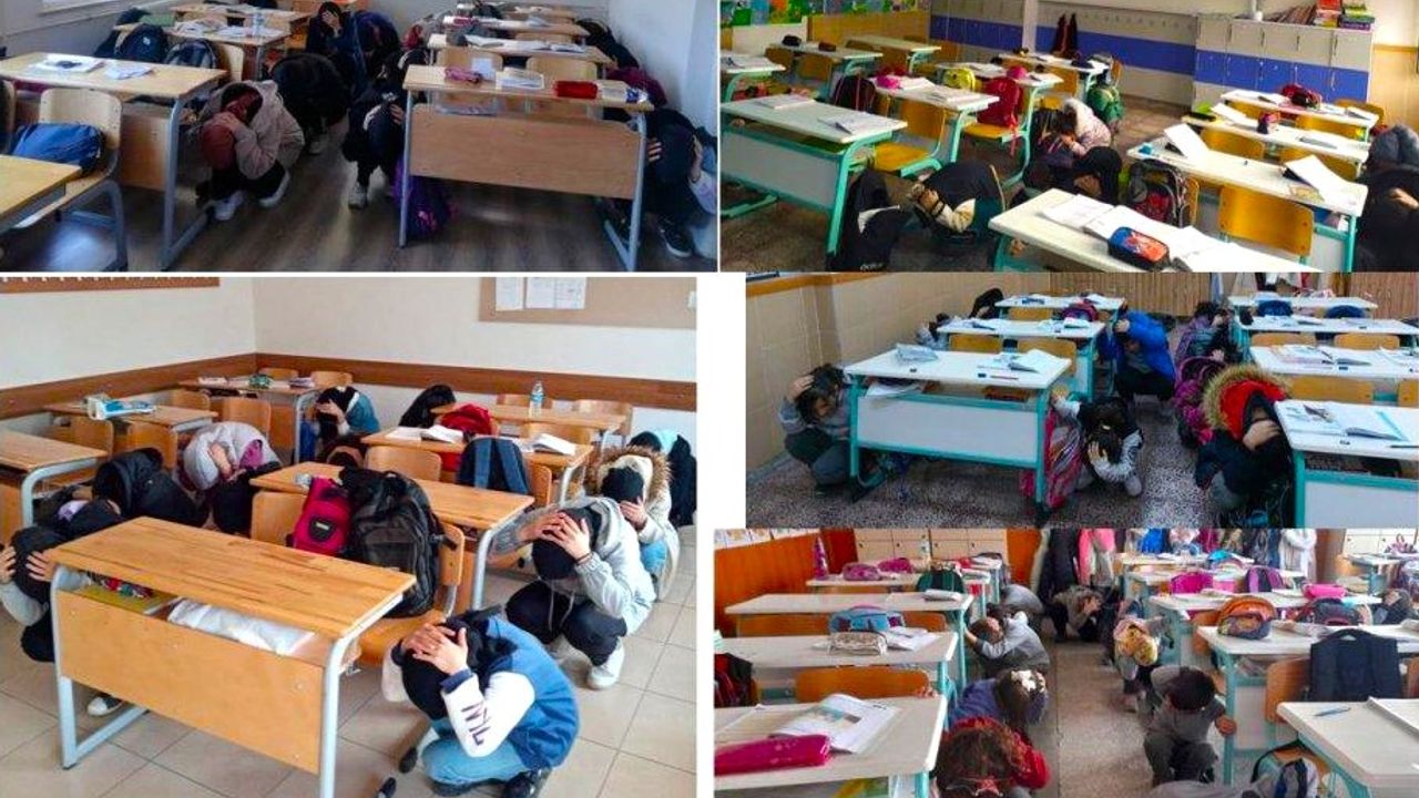 Osmancık’ta tüm okullarda ''Çök, Kapan, Hayata Tutun” deprem anı tatbikatı yapıldı