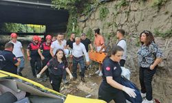 Kamyonun çarptığı ticari taksi yayaların arasına dalıp dereye uçtu: 1 ölü, 4 yaralı