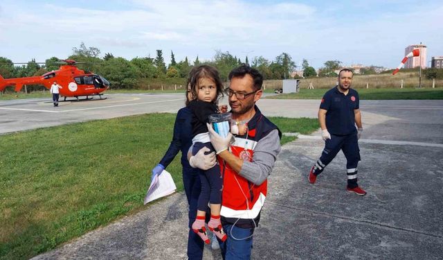 2 yaşındaki kız çocuğunun yardımına ambulans helikopter yetişti