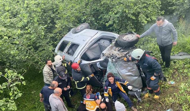 Ordu’da kontrolden çıkan araç bahçeye uçtu: 5 yaralı