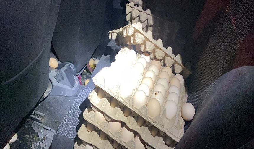Dur ihtarına uymayan sürücü yakalanınca" arabamda yumurta var" dedi