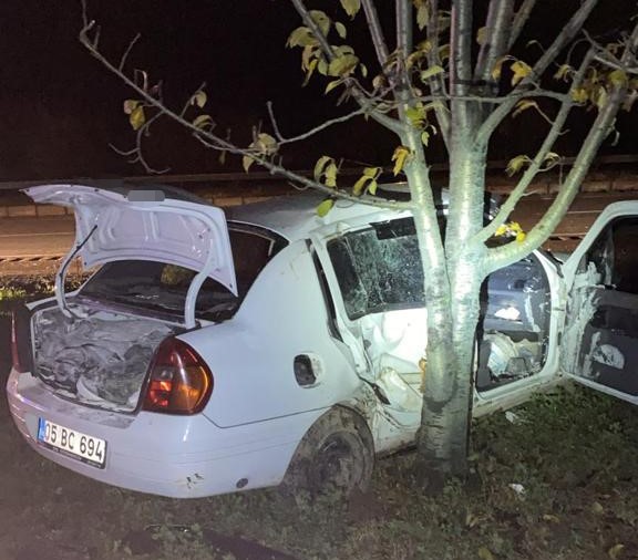 Yoldan çıkan otomobil ağaca çarptı 1 ölü, 1 yaralı-1
