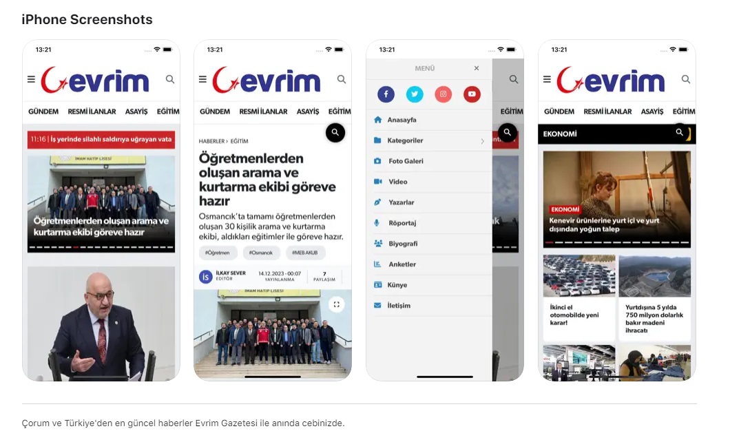 Evrim Gazetesi App Store'da